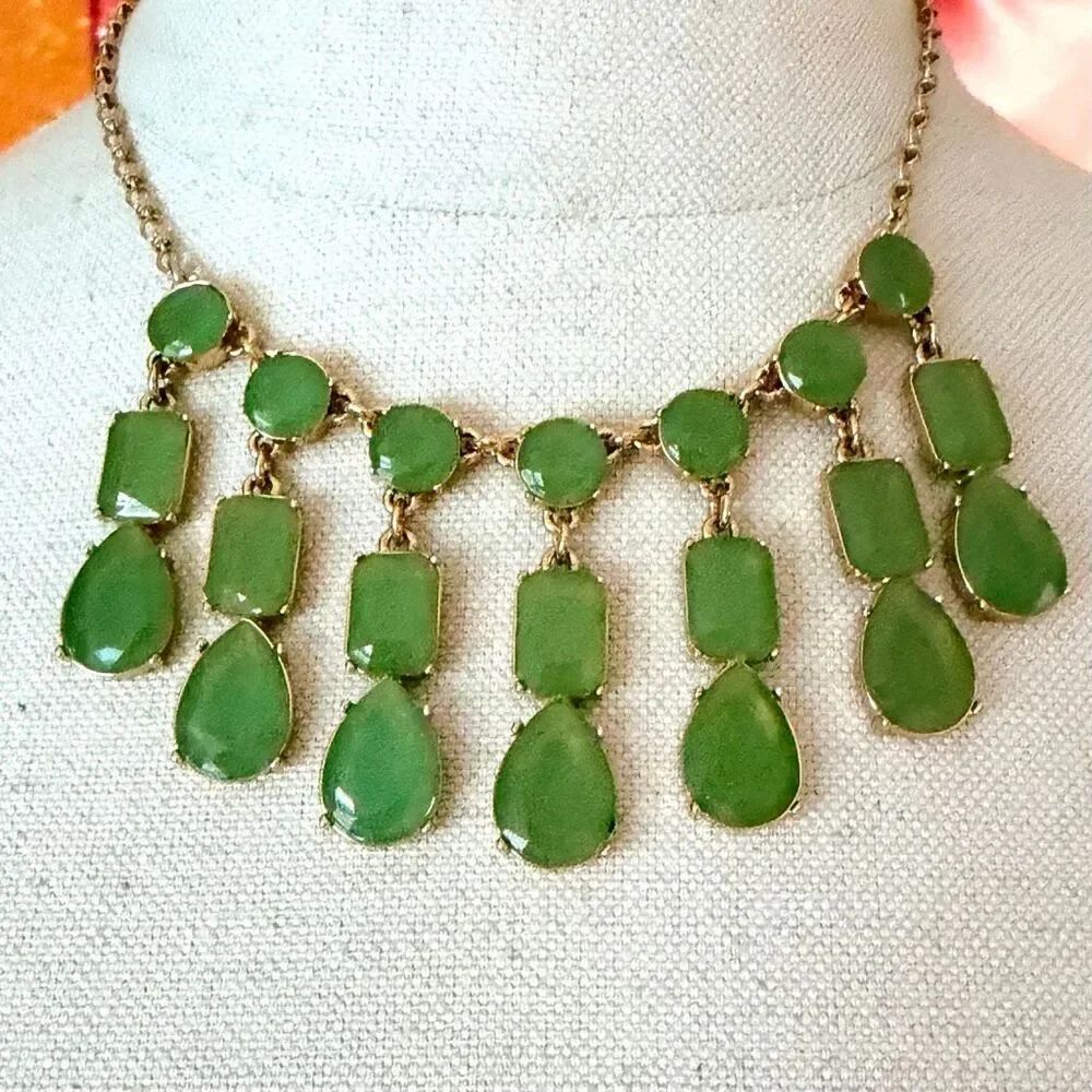 Kate Spade New York Mini Riviera Garden Green Statement Collar Necklace